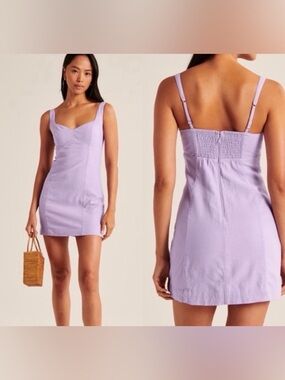 Abercrombie & Fitch lavender linen mini dress